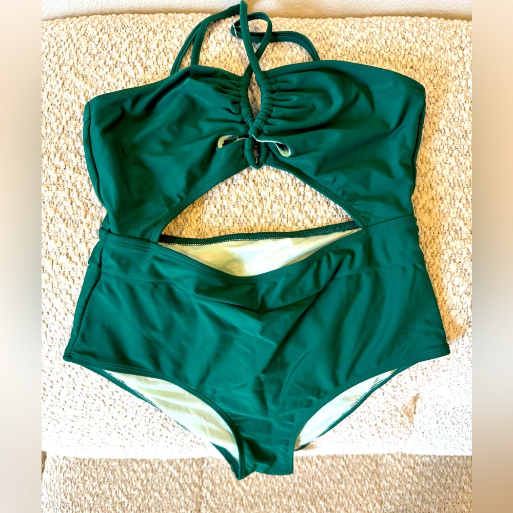 Emerald Green Halter One-Piece Swimsuit